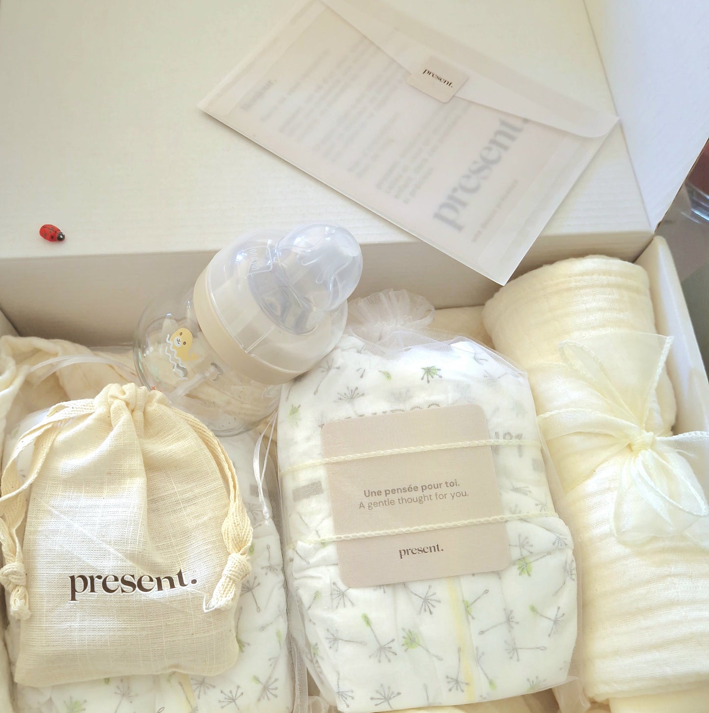 Présent de naissance tons doux et neutres